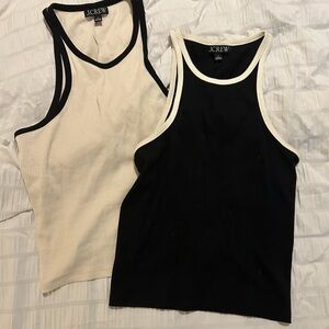 J Crew Vintage rib high neck cutaway tank top 2 pack - small